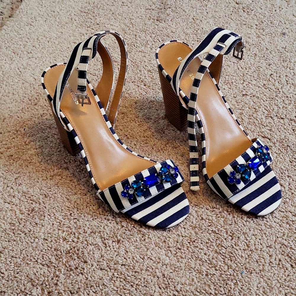 Express stripe jeweled sandals -Brand New